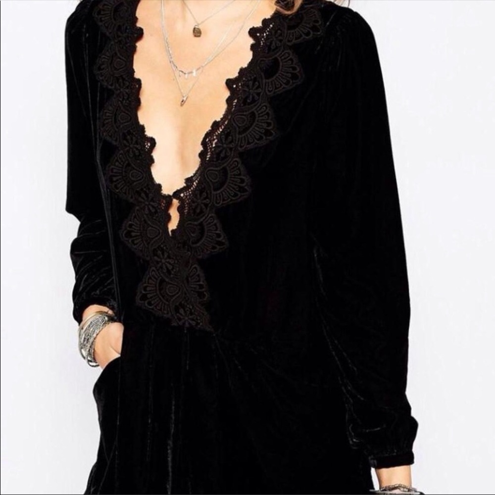 Free People Velvet Dreams Tunic Black Dress Size Small - Picture 9 of 14